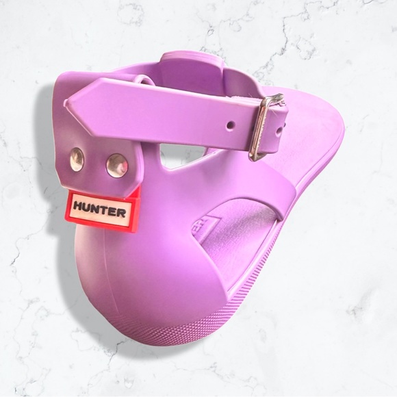 Hunter Original T-Bar Rubber Ankle Strap Sandals Purple Lavender UK 6 US 8 - Picture 4 of 5